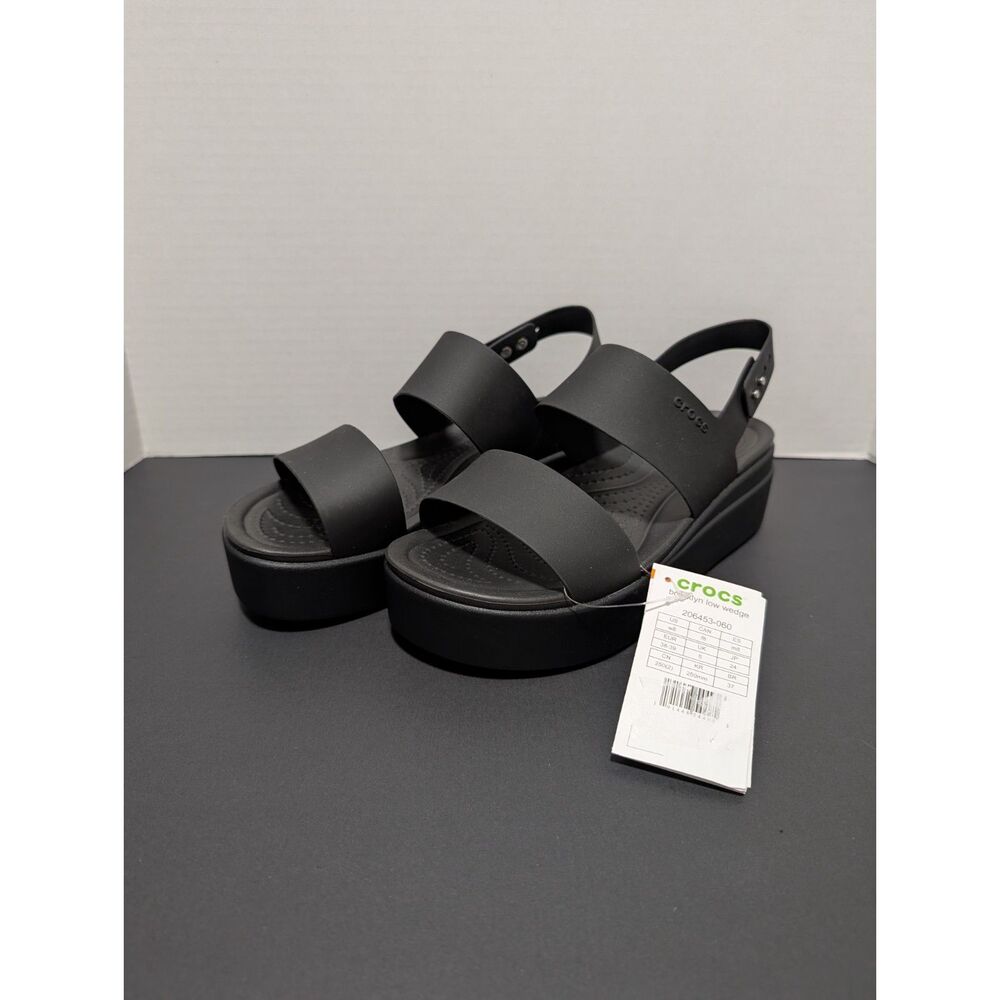 CROCS Women's Black Platform Wedge Sandals